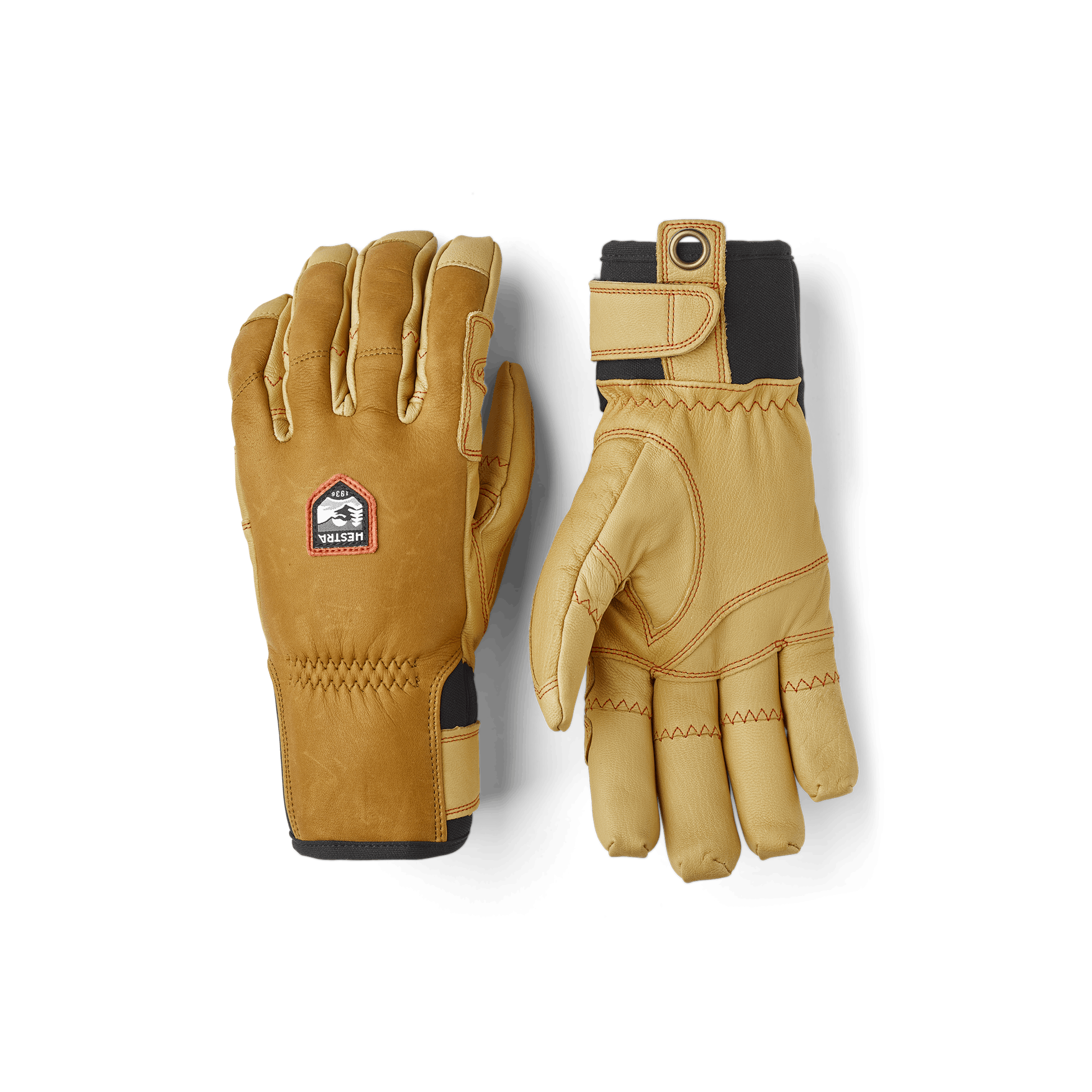 Light yellowish-brown cow hide ski glove with light brown goat leather palm
 (1 of 15)