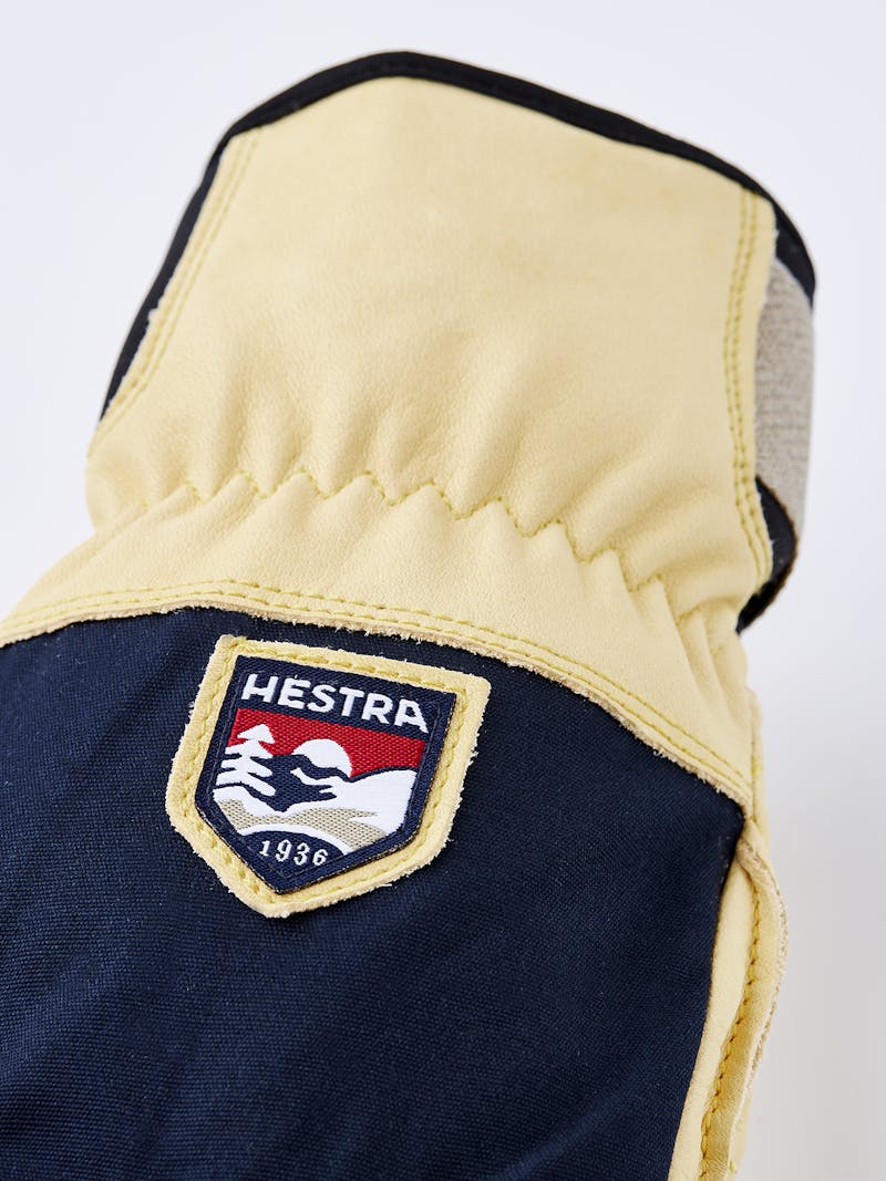 Yellow cow hide ski glove with blue fabric back
 (4 of 9)