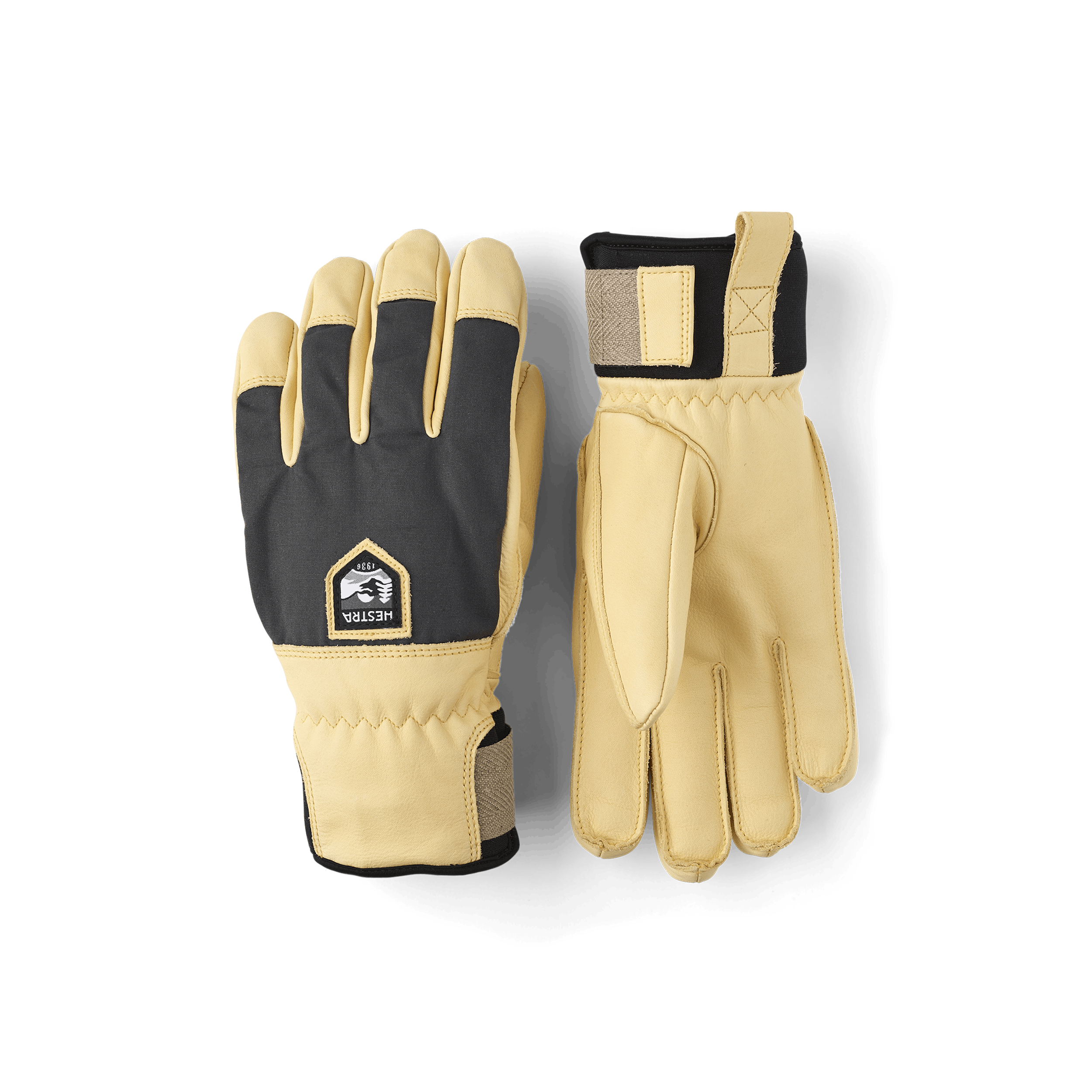 Yellow cow hide ski glove with gray fabric back
(1 of 5)