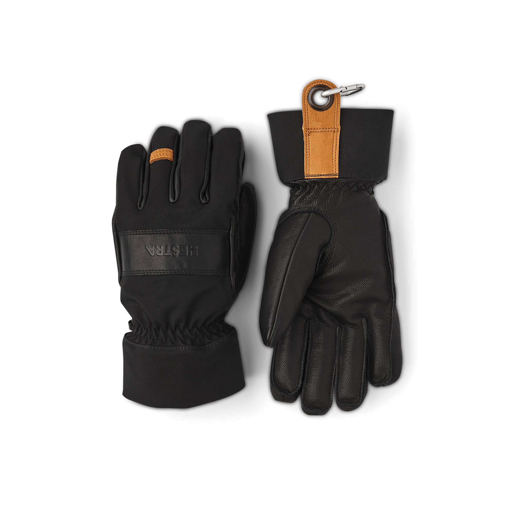 Schwarzer Handschuh mit schwarzem Ziegenleder an der Innenhand
 (1 oder 4)