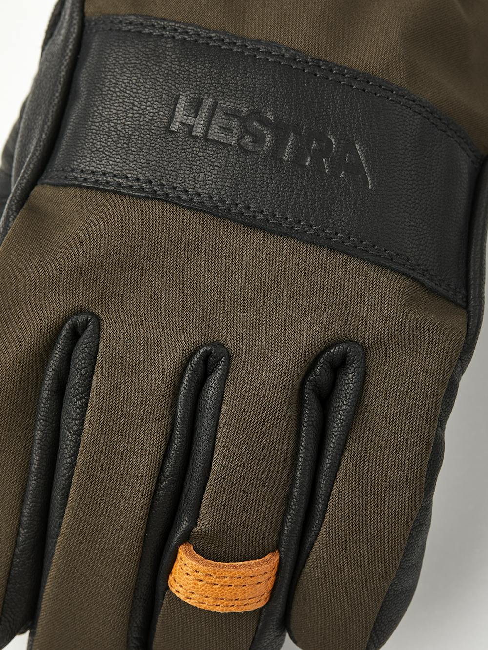 Dunkelgrüner Handschuh mit schwarzem Ziegenleder an der Innenhand
 (2 oder 4)