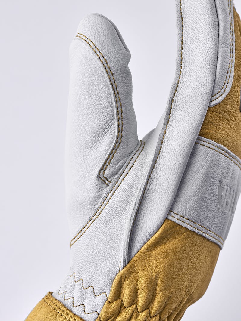 Yellow cow hide outdoor glove with white goat leather palm  (6 of 12)