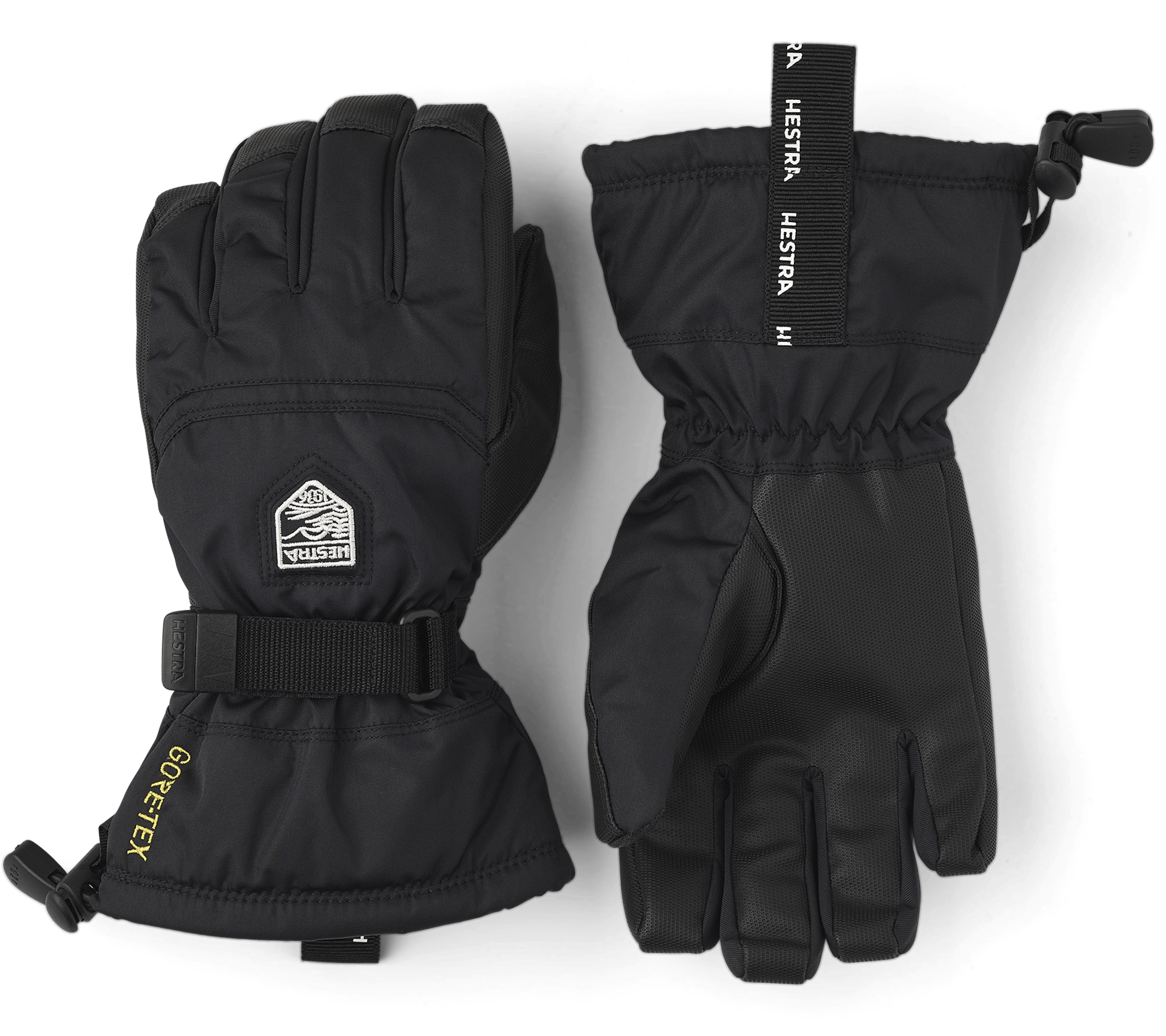 Black fabric children’s glove with synthetic palm and wrist adjustment (1 of 5)