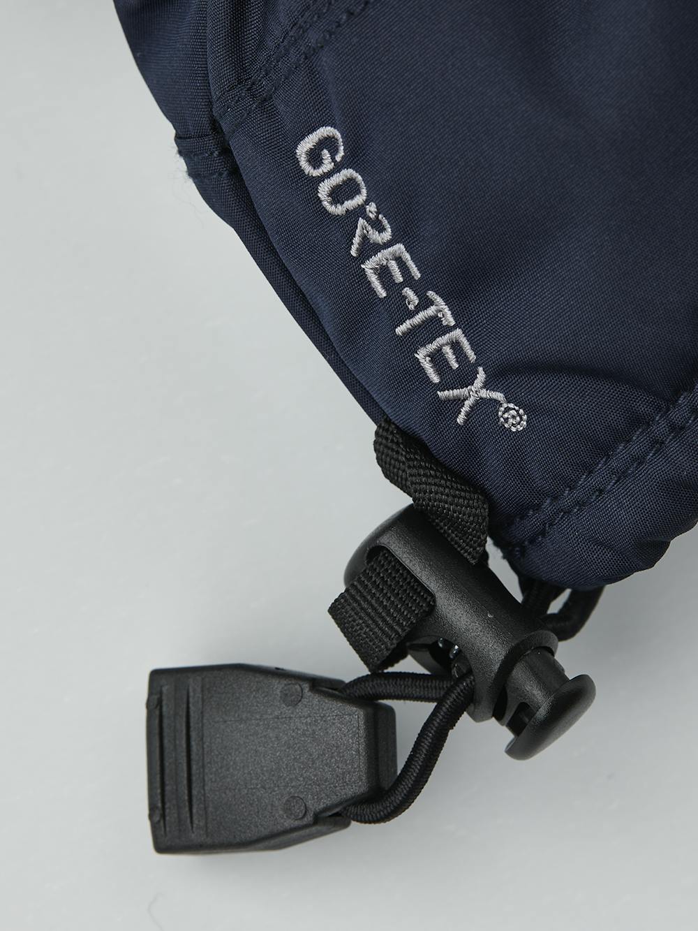 Dunkelblauer Fausthandschuh aus Stoff mit schwarzer Innenhand aus Synthetikmaterial und verstellbarem Handgelenkverschluss (2 oder 4)