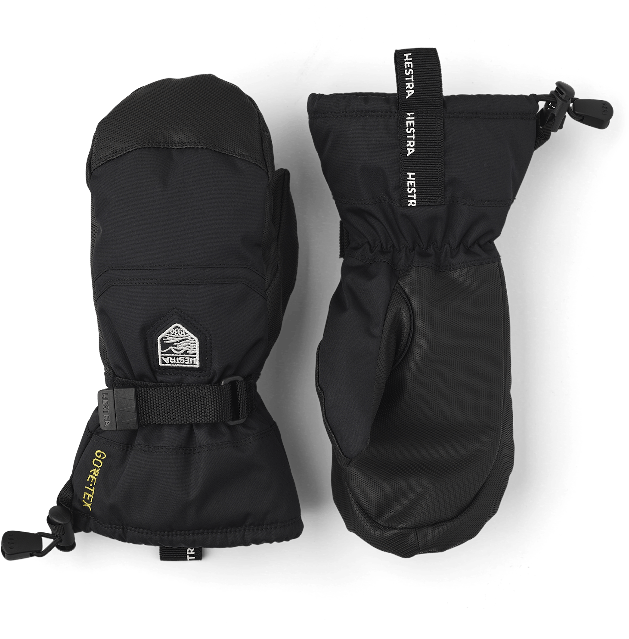 Black fabric mitten with synthetic palm and wrist adjustment (1 of 4)