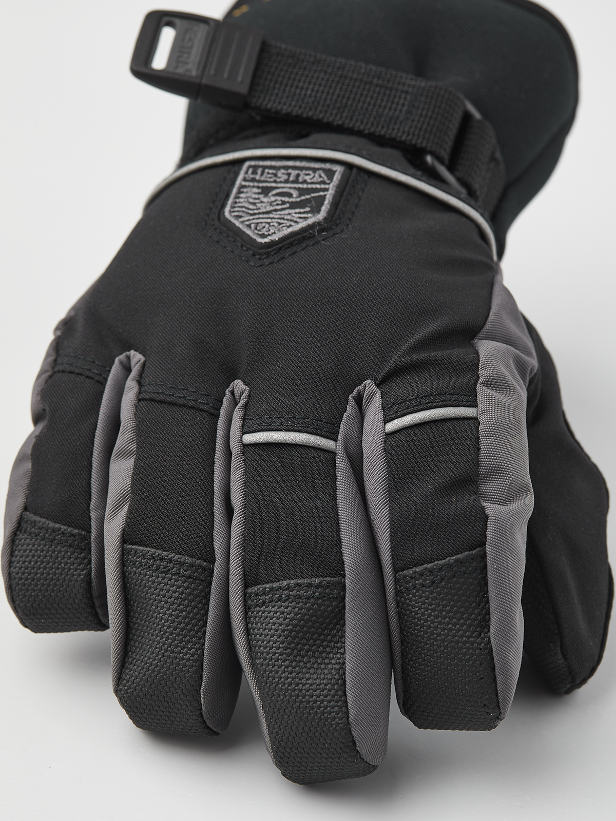 Black Hestra Gore-Tex Gauntlet Jr 5 Finger Ski Gloves 