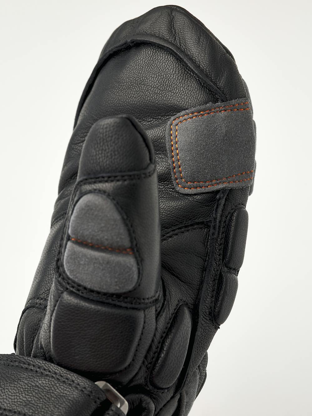 Black mitten with gray and red goat leather details and synthetic suede palm (4 of 5)