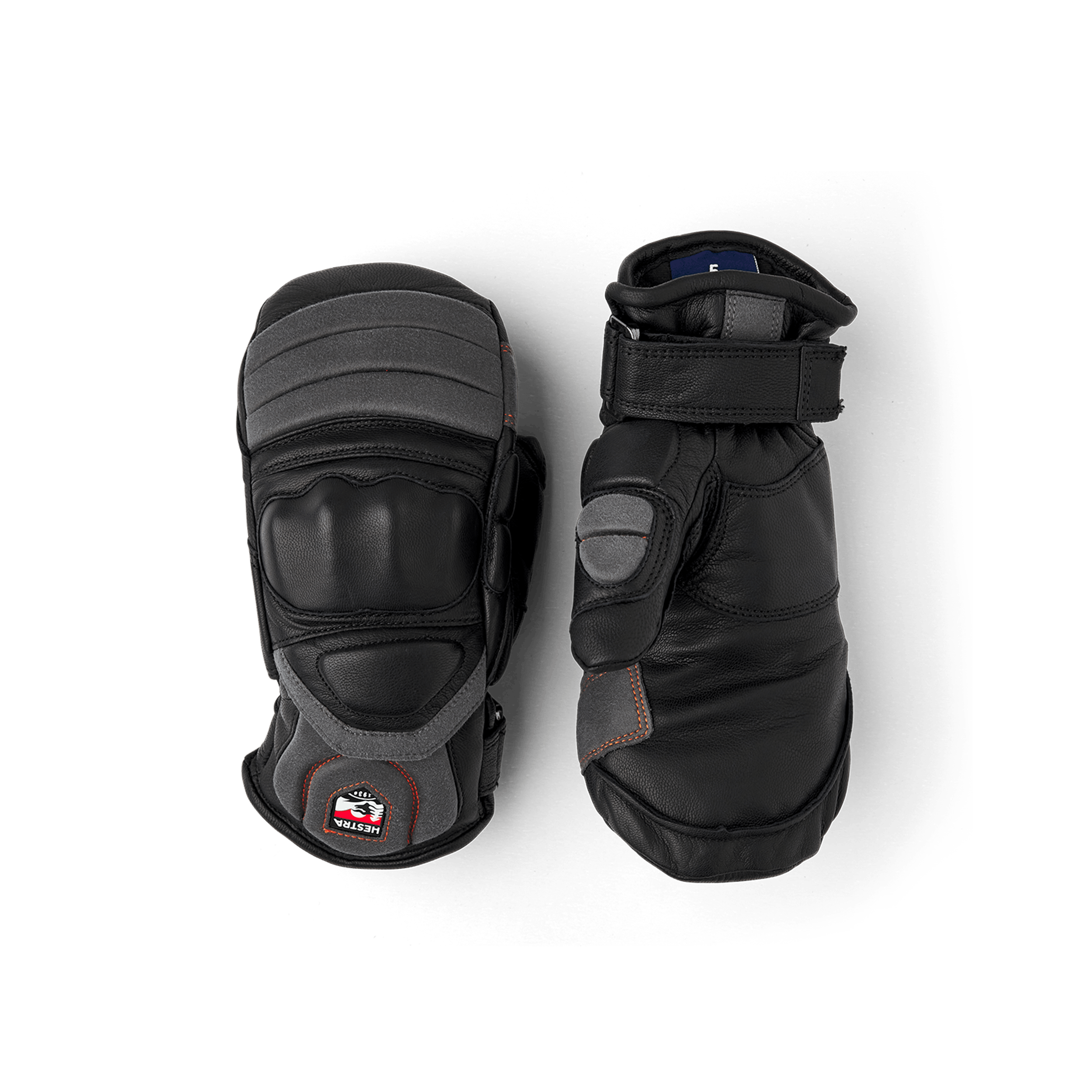 Black mitten with gray and red goat leather details and synthetic suede palm (1 of 5)