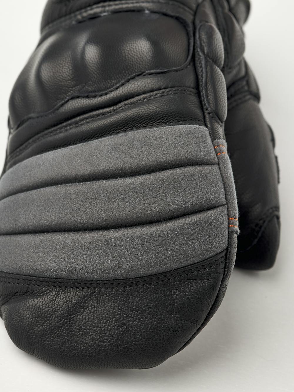 Black mitten with gray and red goat leather details and synthetic suede palm (5 of 5)