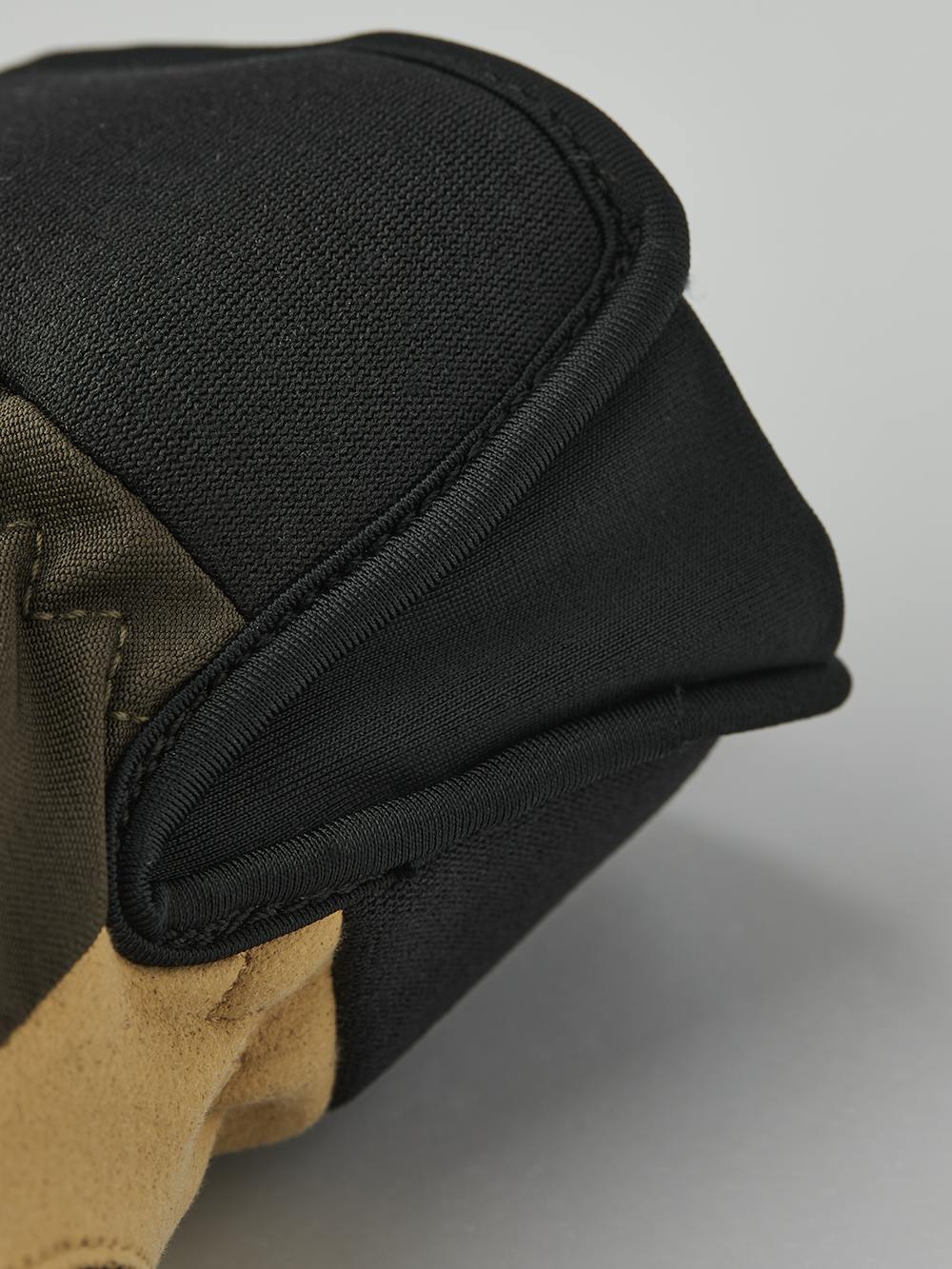 Dark green fabric outdoor glove with light brown synthetic suede palm (4 of 6)