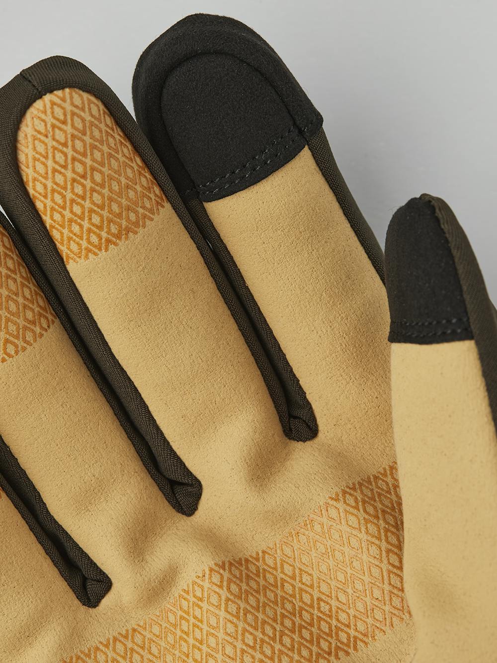 Dark green fabric outdoor glove with light brown synthetic suede palm (3 of 6)