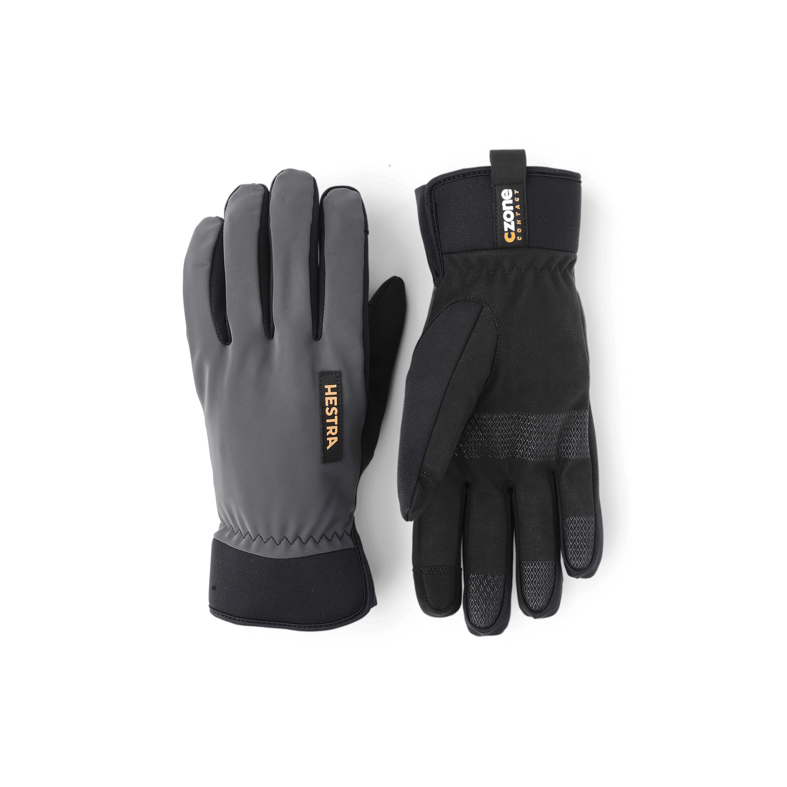 Dark gray fabric outdoor glove with black synthetic suede palm (1 of 8)