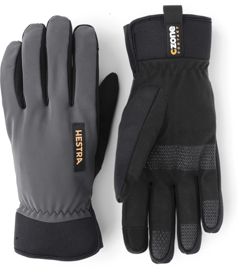 Dark gray fabric outdoor glove with black synthetic suede palm (1 of 8)