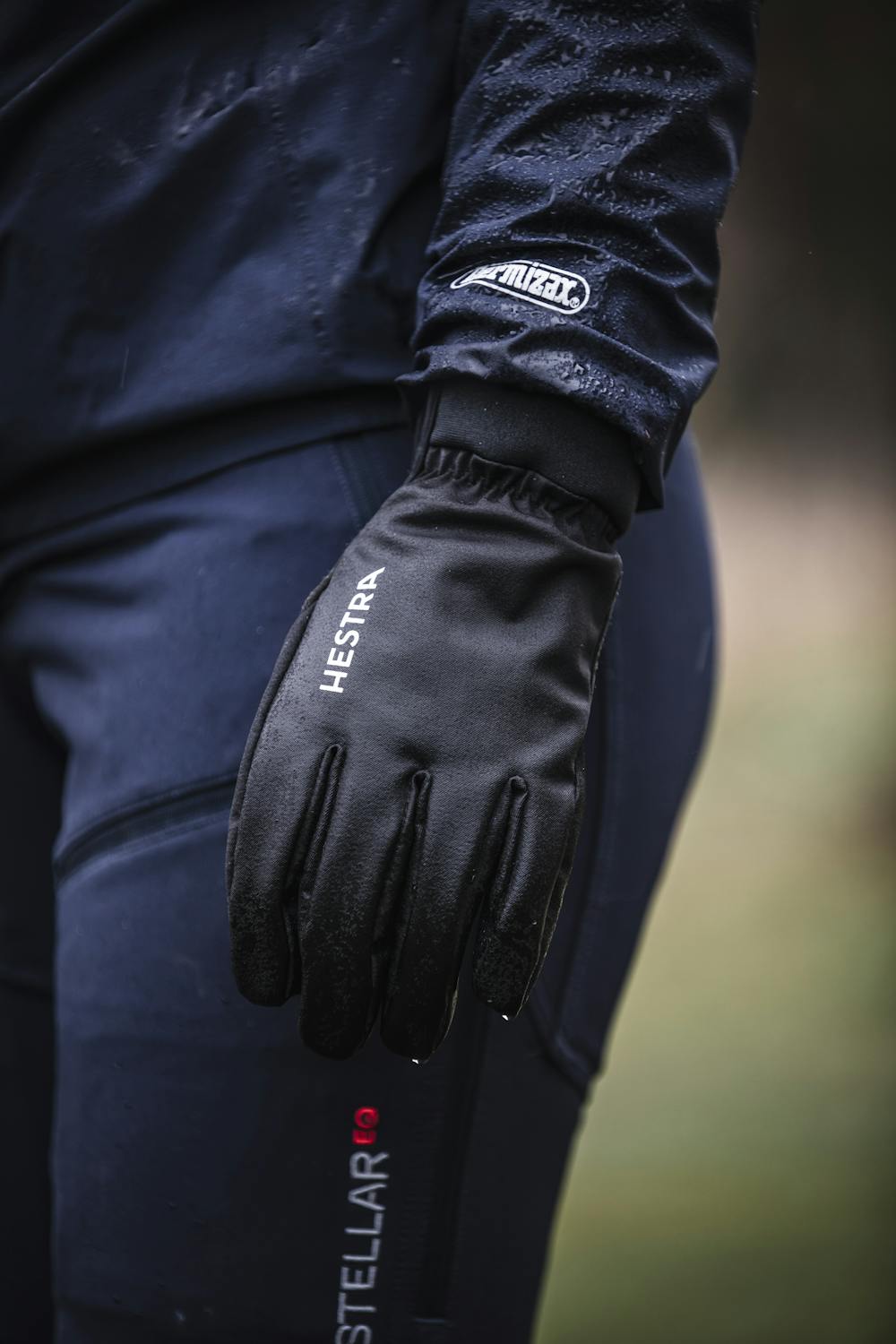 Black fabric outdoor glove with black synthetic suede palm (5 of 5)