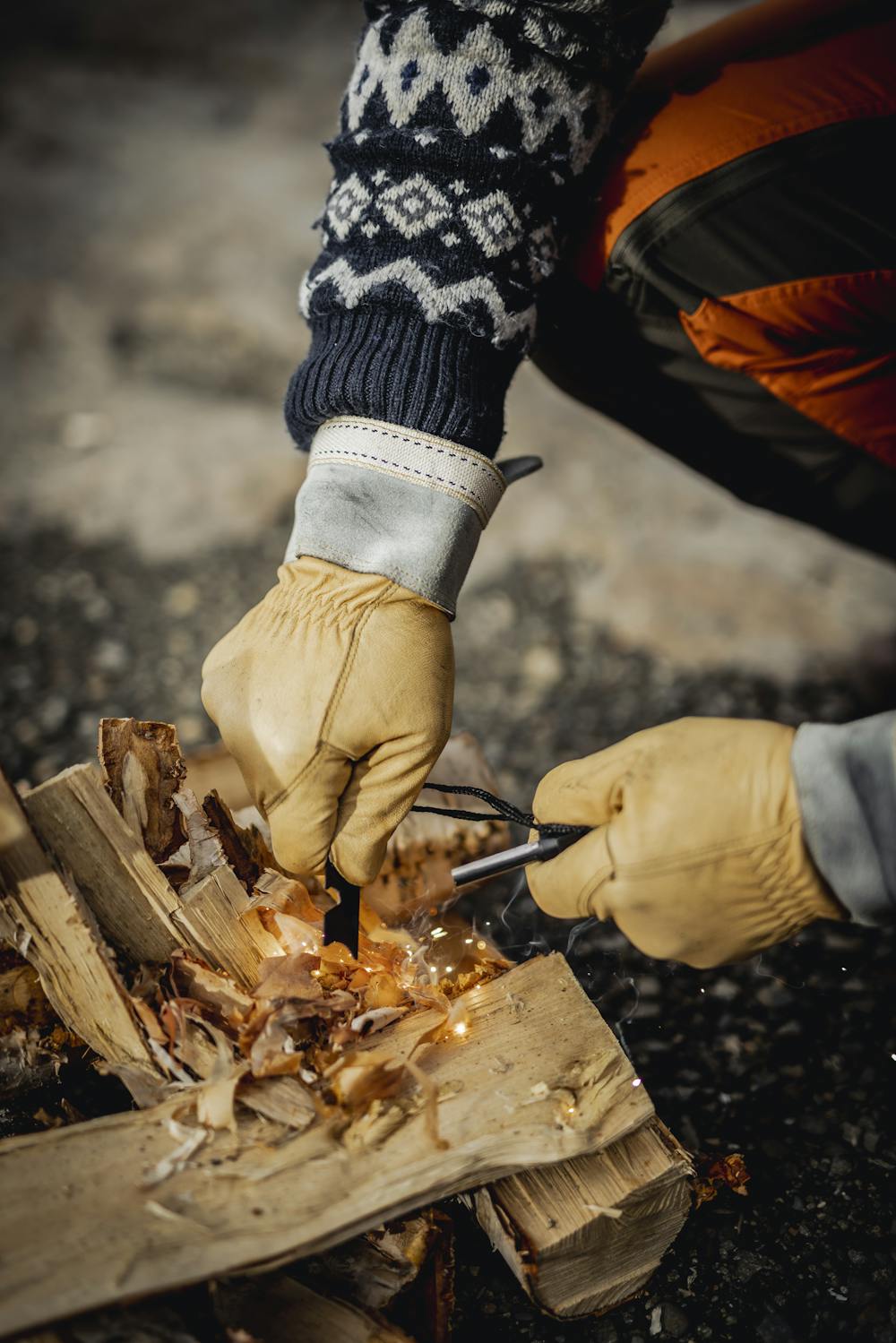 Yellow outdoor glove with goat leather palm (8 of 8)