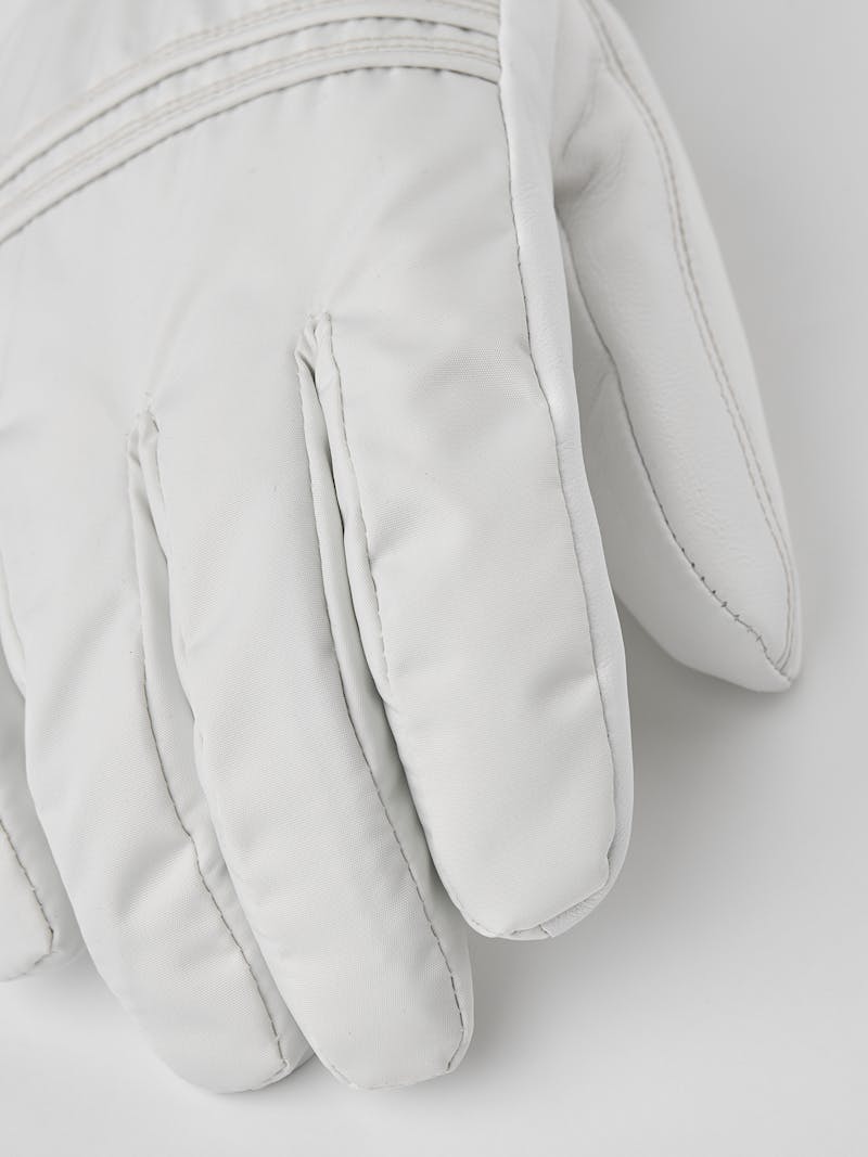 White fabric and hairsheep ski glove with wrist adjustment  (3 of 5)