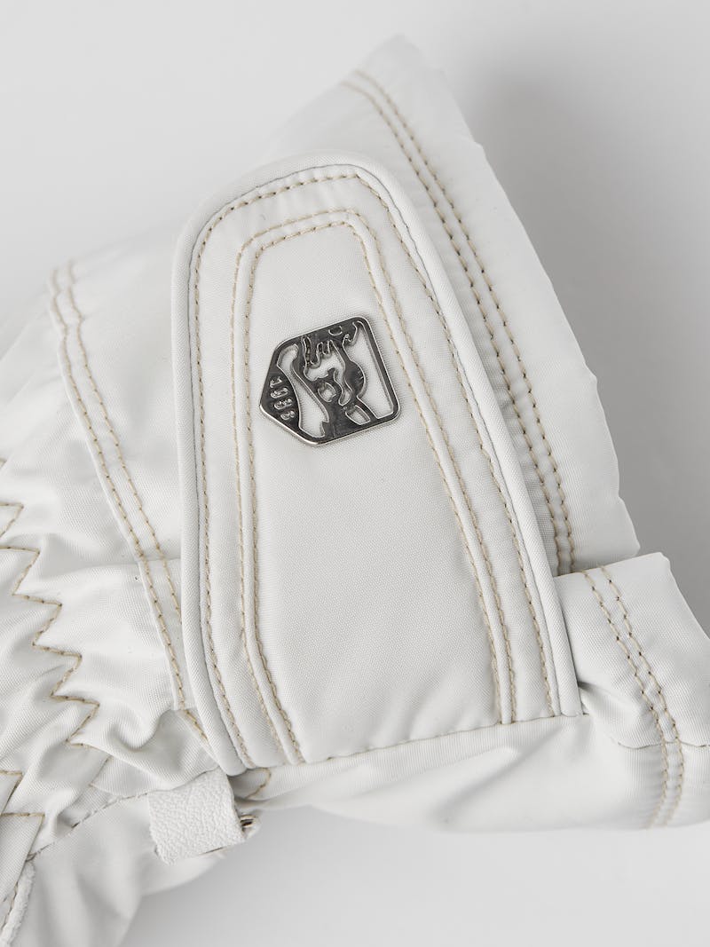 White fabric and hairsheep ski glove with wrist adjustment  (5 of 5)