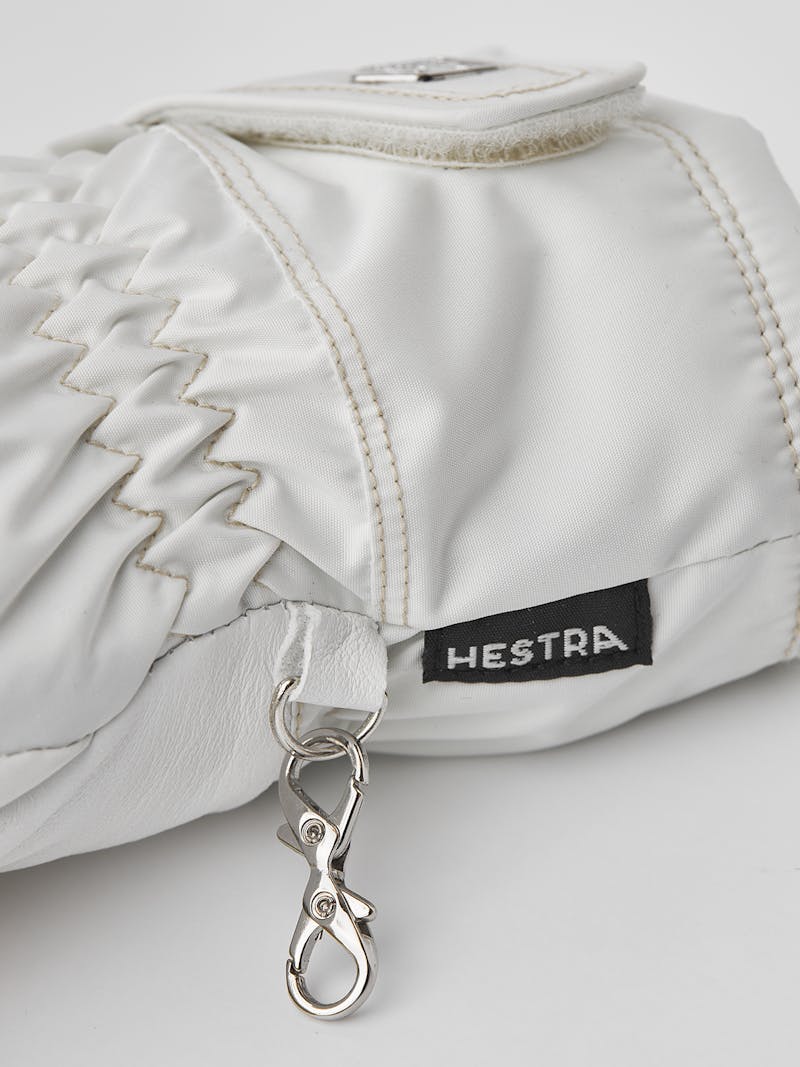 White fabric and hairsheep ski glove with wrist adjustment  (4 of 5)