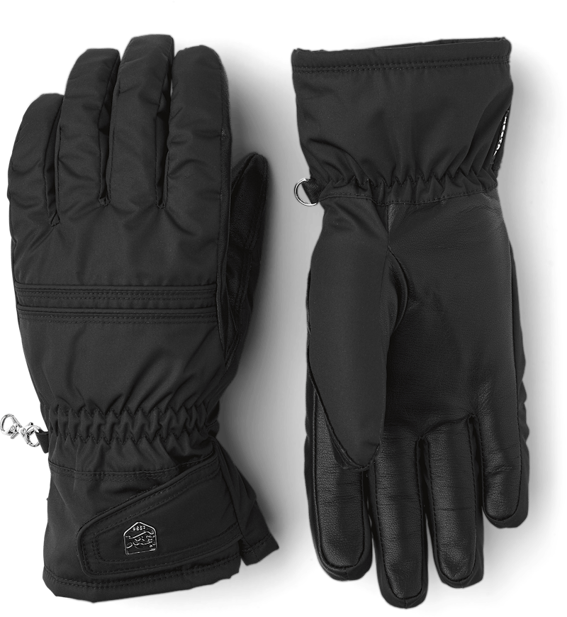 Black fabric and hairsheep ski glove with wrist adjustment  (1 of 5)