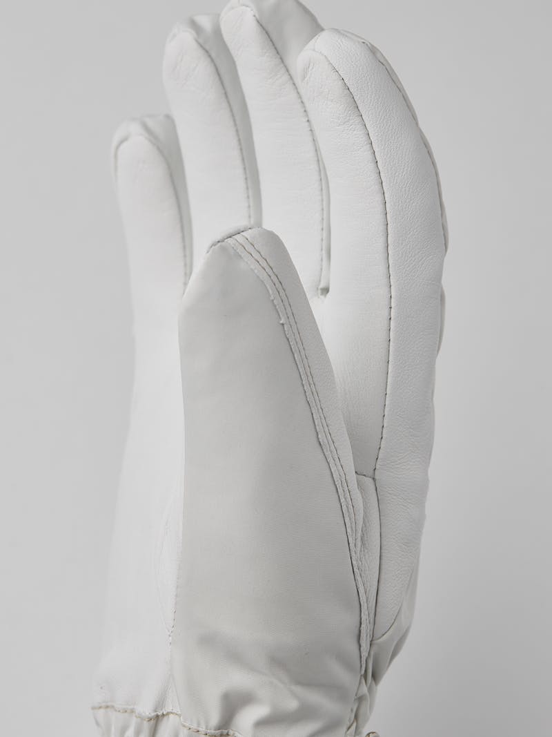 White fabric and hairsheep ski glove with wrist adjustment  (2 of 5)