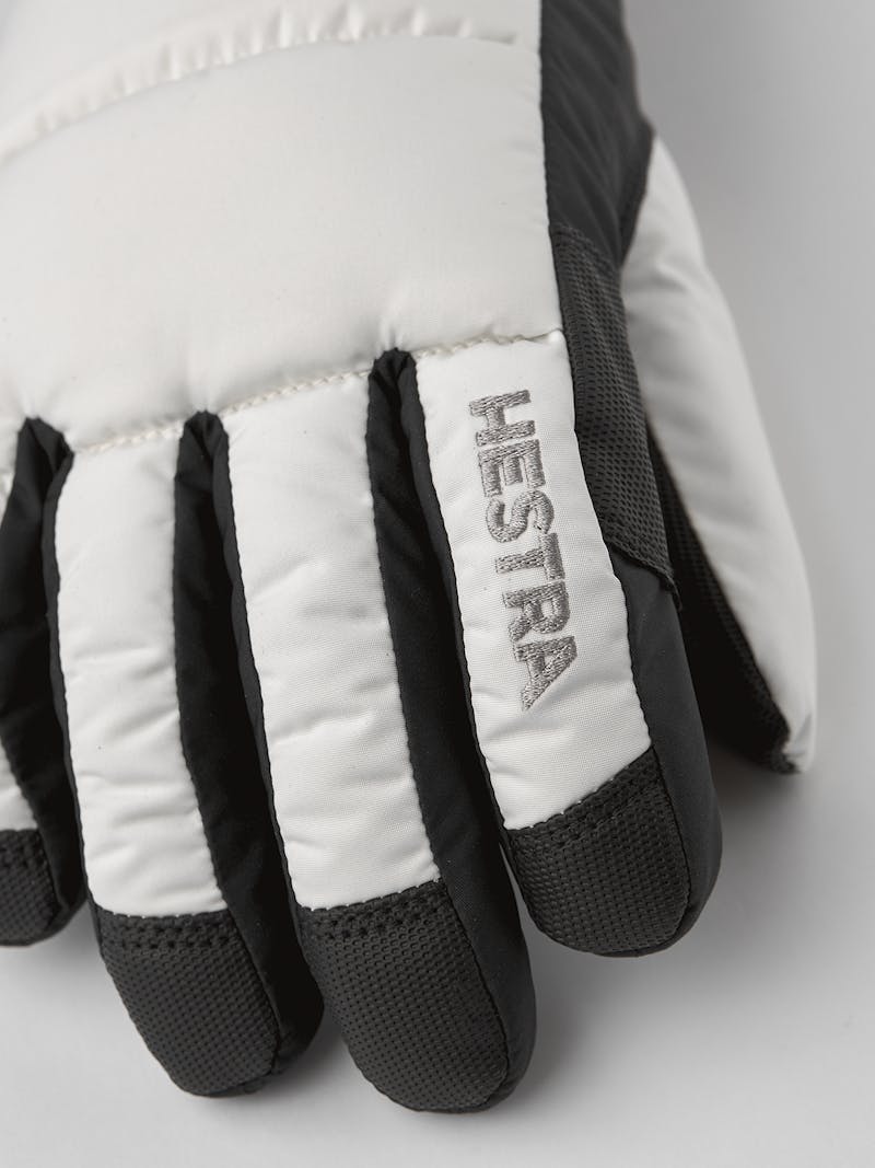White fabric ski glove with black synthetic palm (3 of 5)