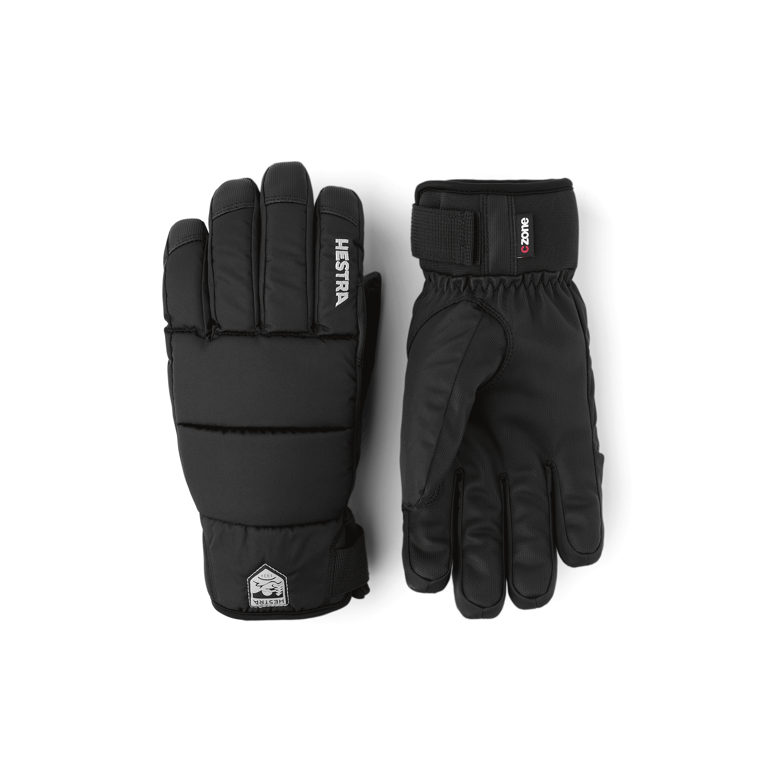 Black fabric ski glove with black synthetic palm (1 of 5)