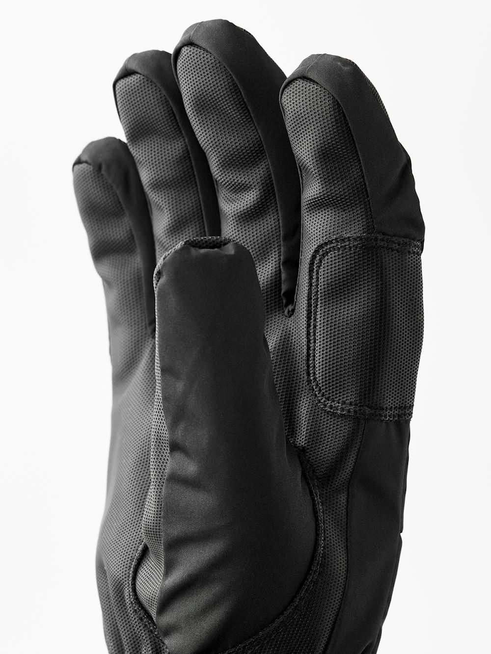 Black fabric ski glove with black synthetic palm (2 of 5)