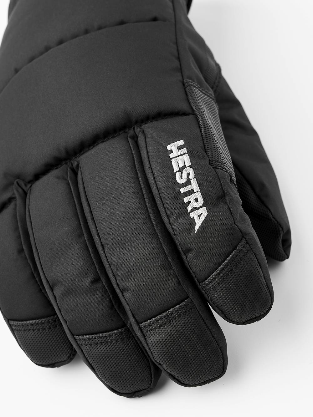 Black fabric ski glove with black synthetic palm (3 of 5)