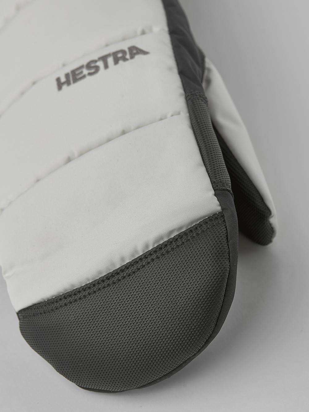 White fabric mitten with black synthetic palm (3 of 5)