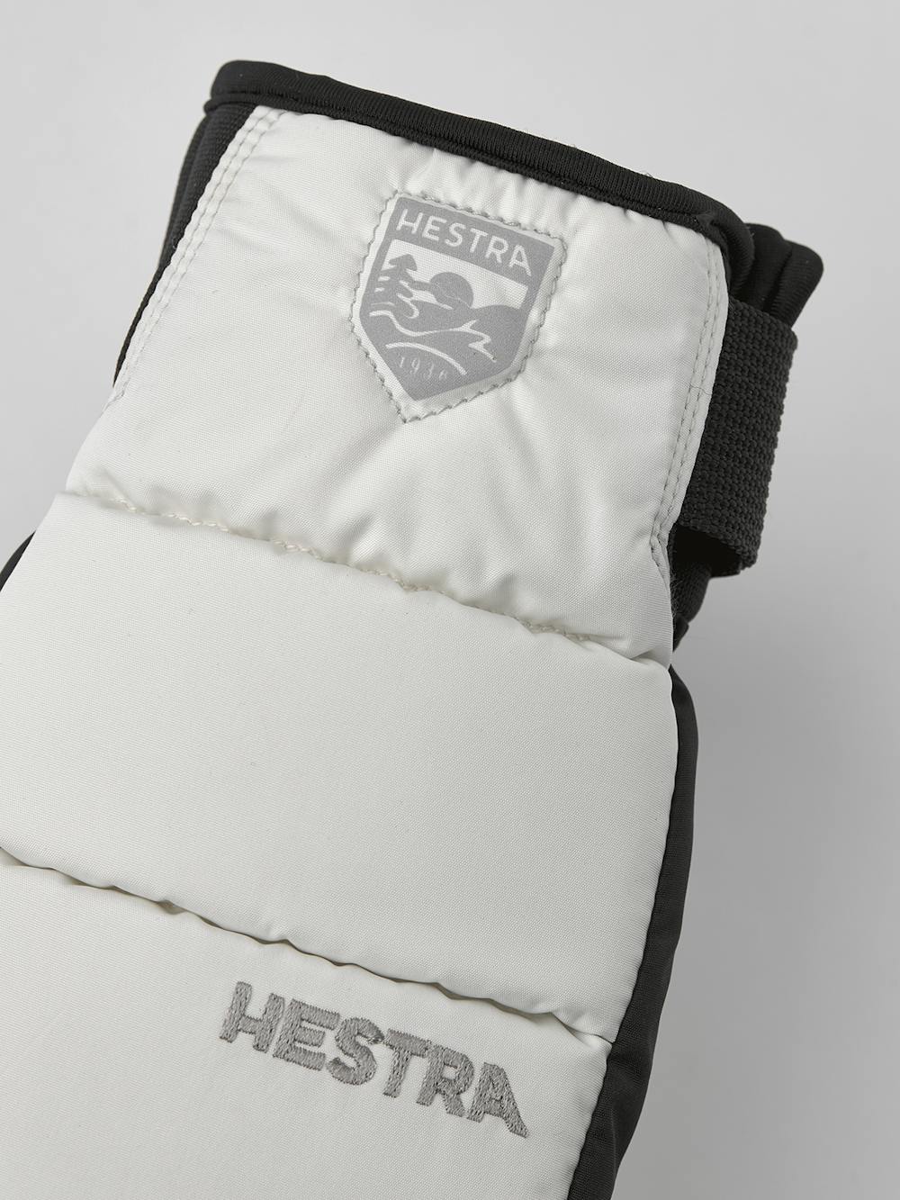 White fabric mitten with black synthetic palm (4 of 5)