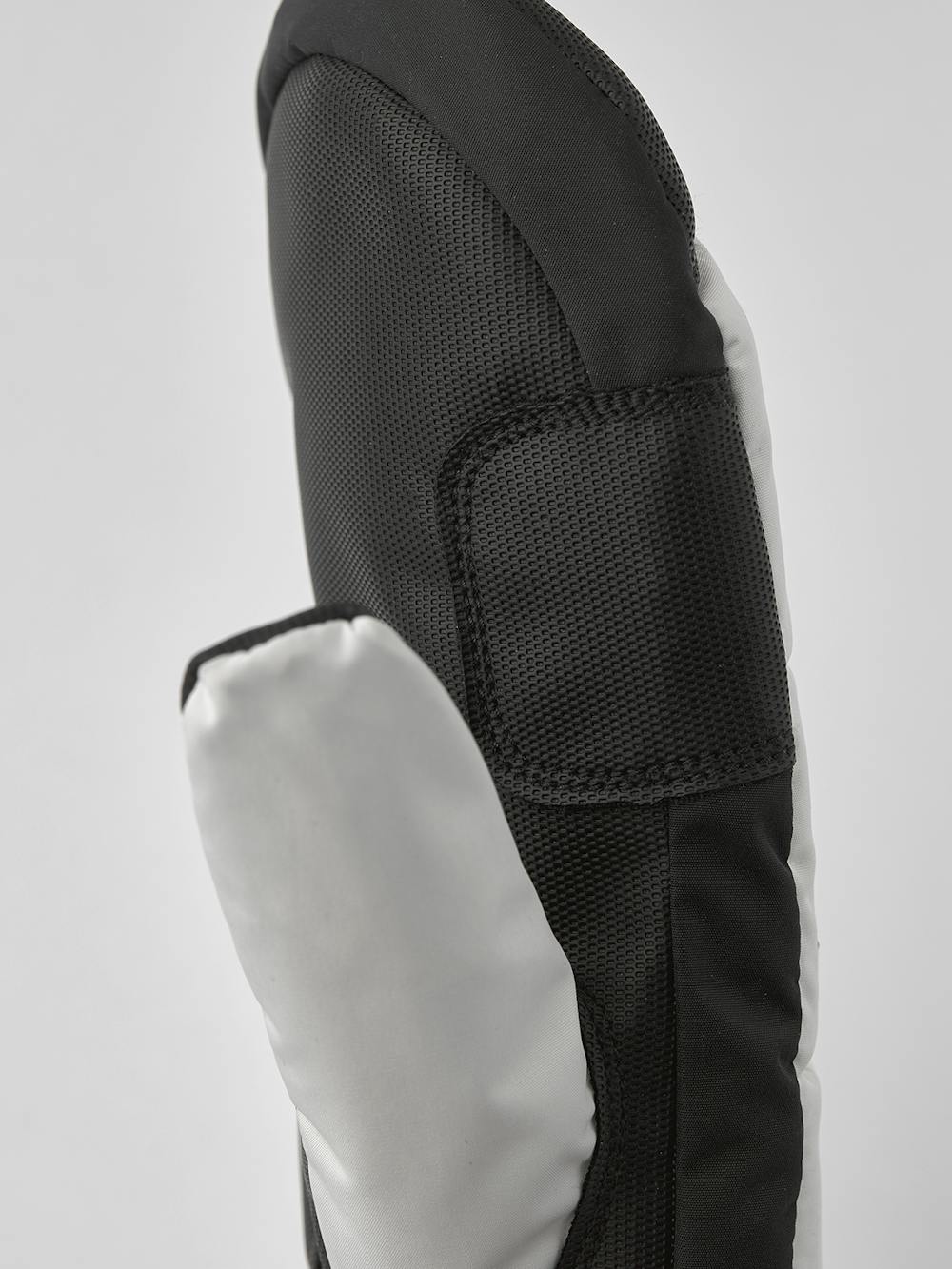 White fabric mitten with black synthetic palm (2 of 5)