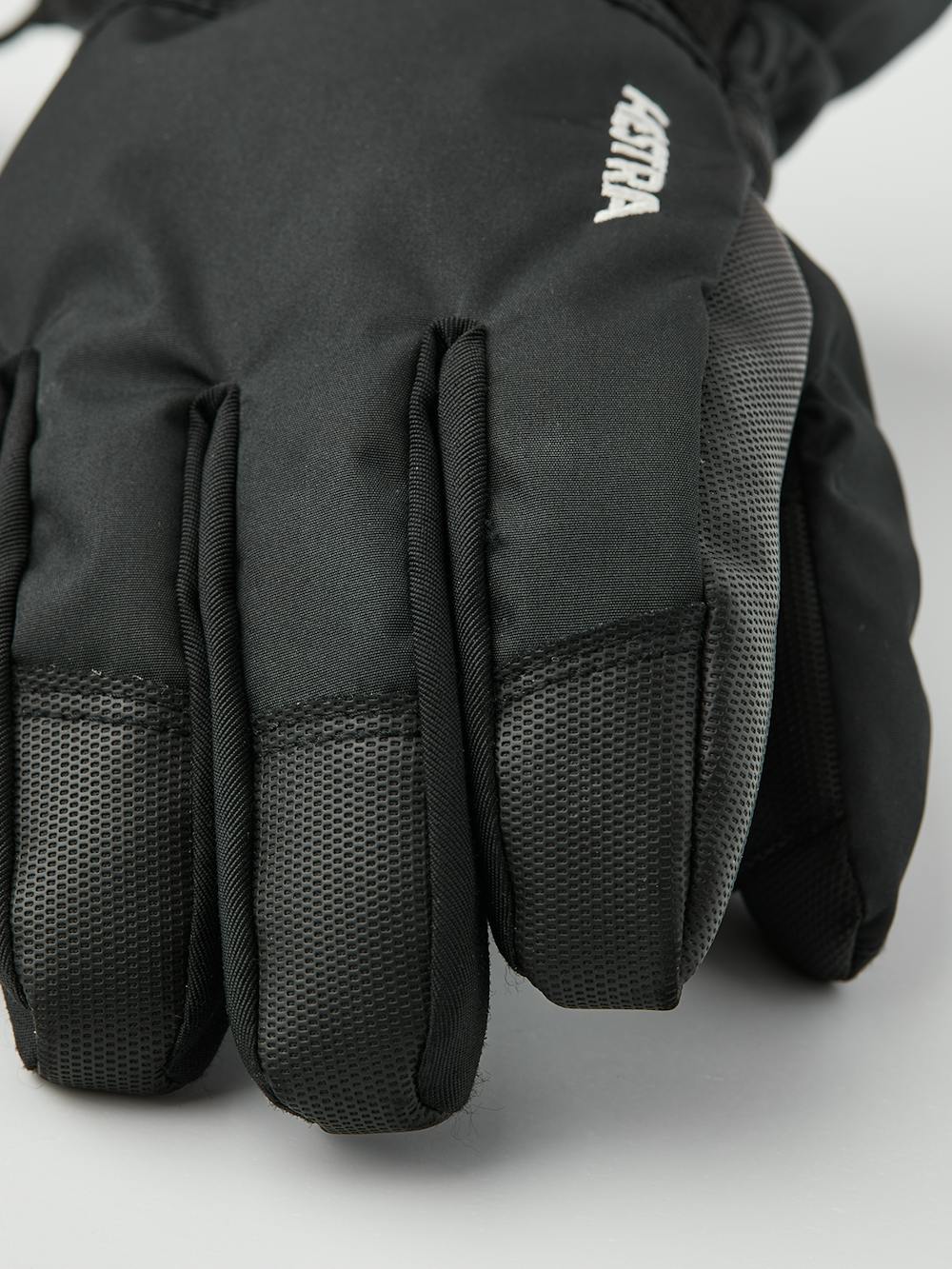 Black children’s glove with black synthetic palm and wrist adjustment (2 of 6)