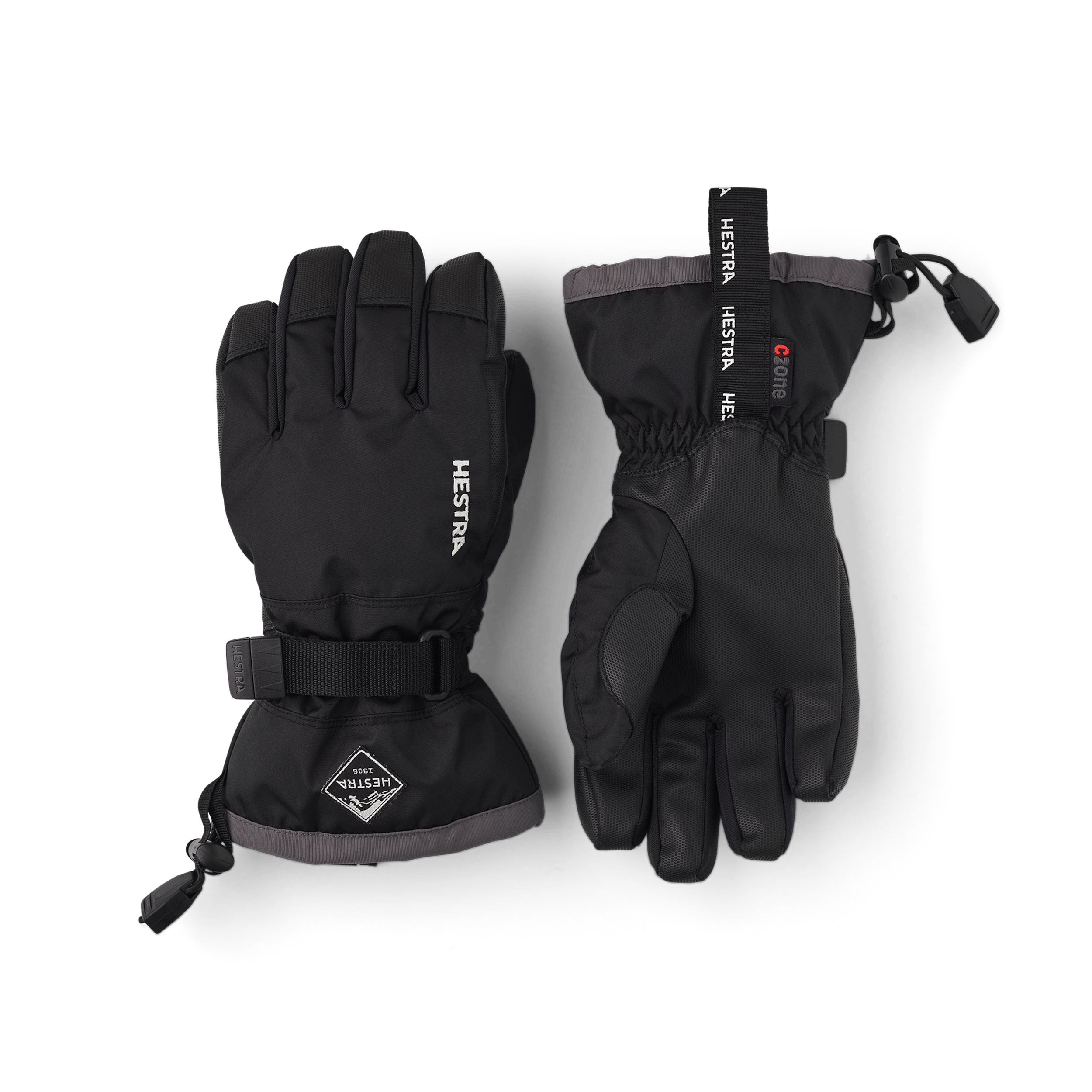 Black children’s glove with black synthetic palm and wrist adjustment (1 of 6)