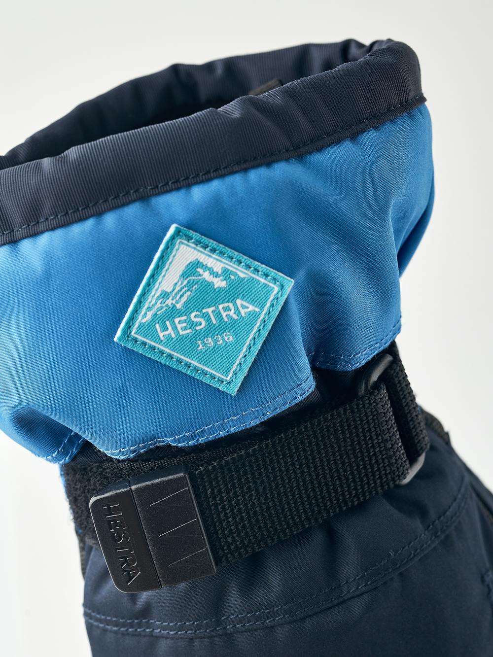 Blue mitten with black synthetic palm and wrist adjustment (3 of 5)