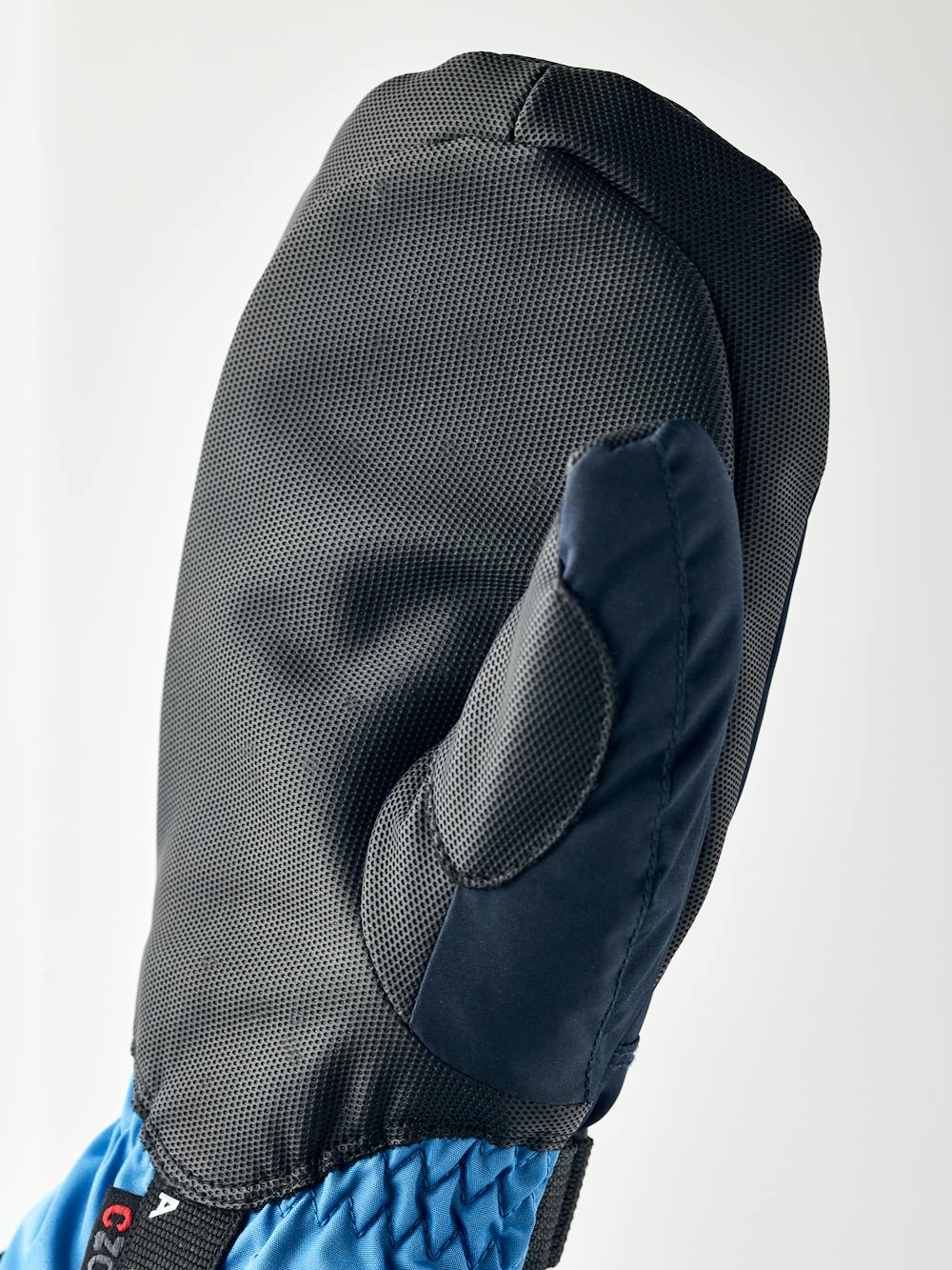 Blue mitten with black synthetic palm and wrist adjustment (4 of 5)