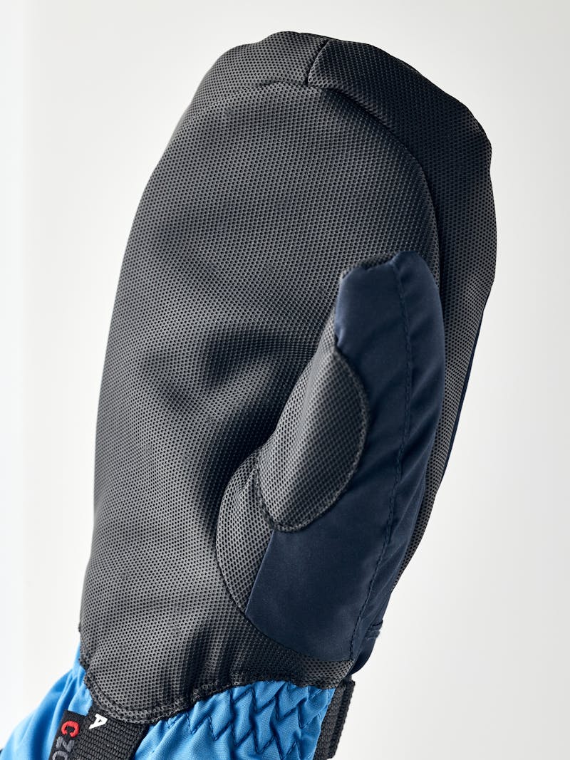 Blue mitten with black synthetic palm and wrist adjustment (4 of 5)