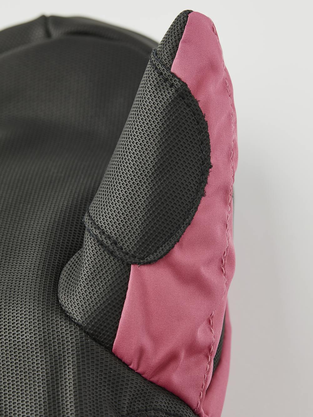 Pink mitten with black synthetic palm and wrist adjustment (4 of 6)