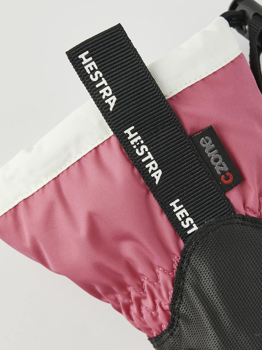 Pink mitten with black synthetic palm and wrist adjustment (2 of 6)