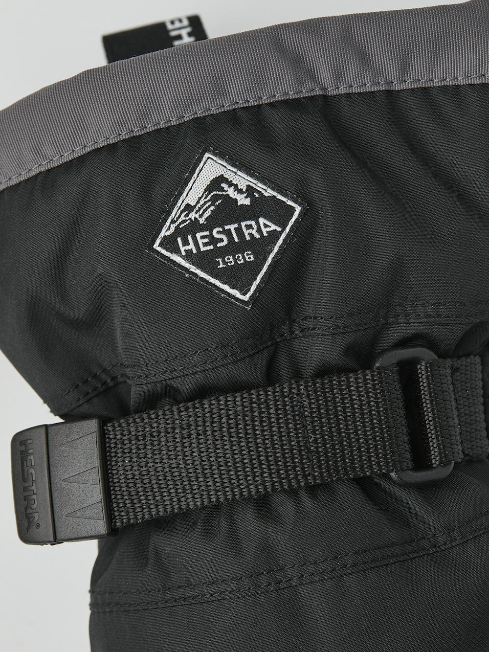 Black three finger glove with black synthetic palm and wrist adjustment (3 of 6)