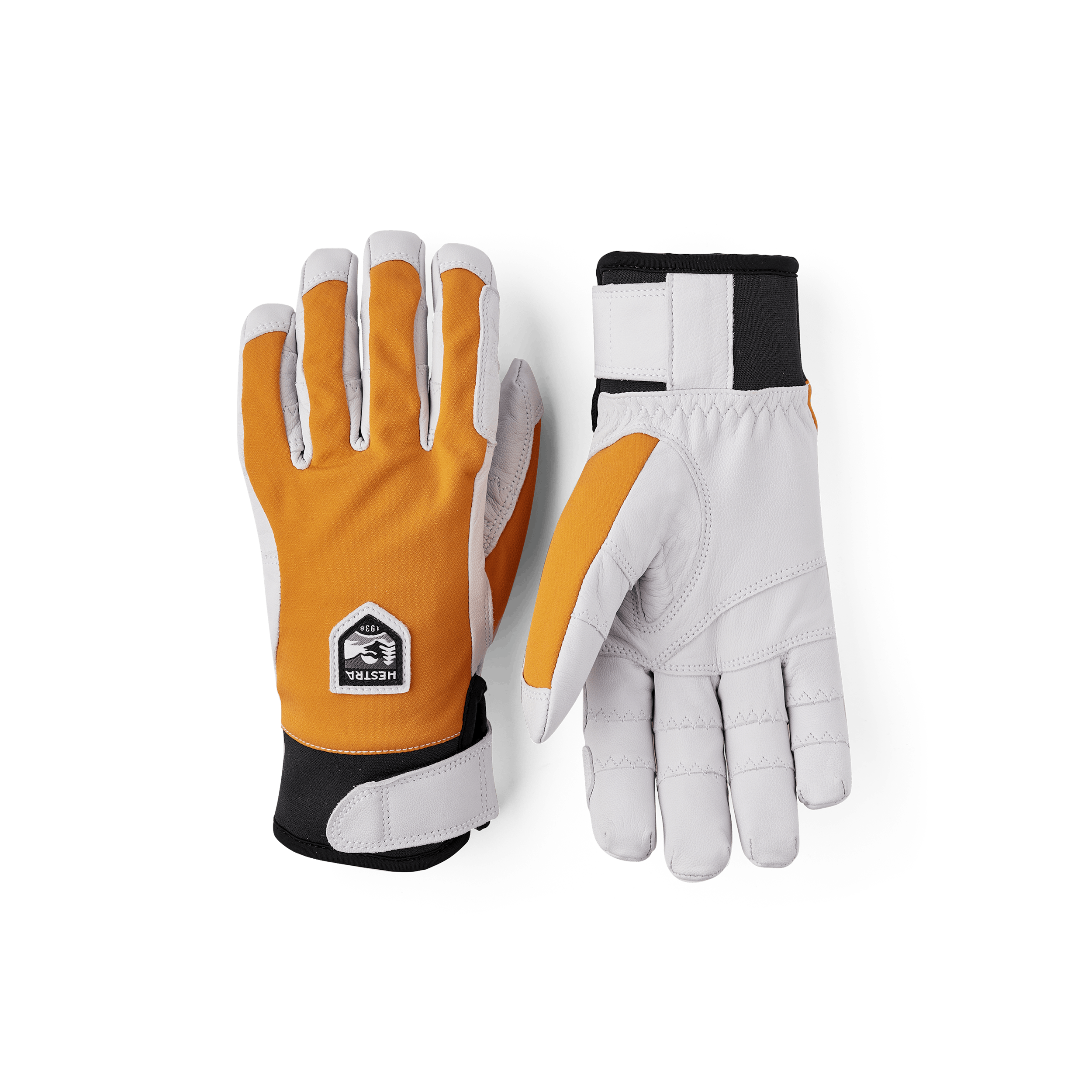 Orange outdoor glove with white goat leather palm (1 of 5)