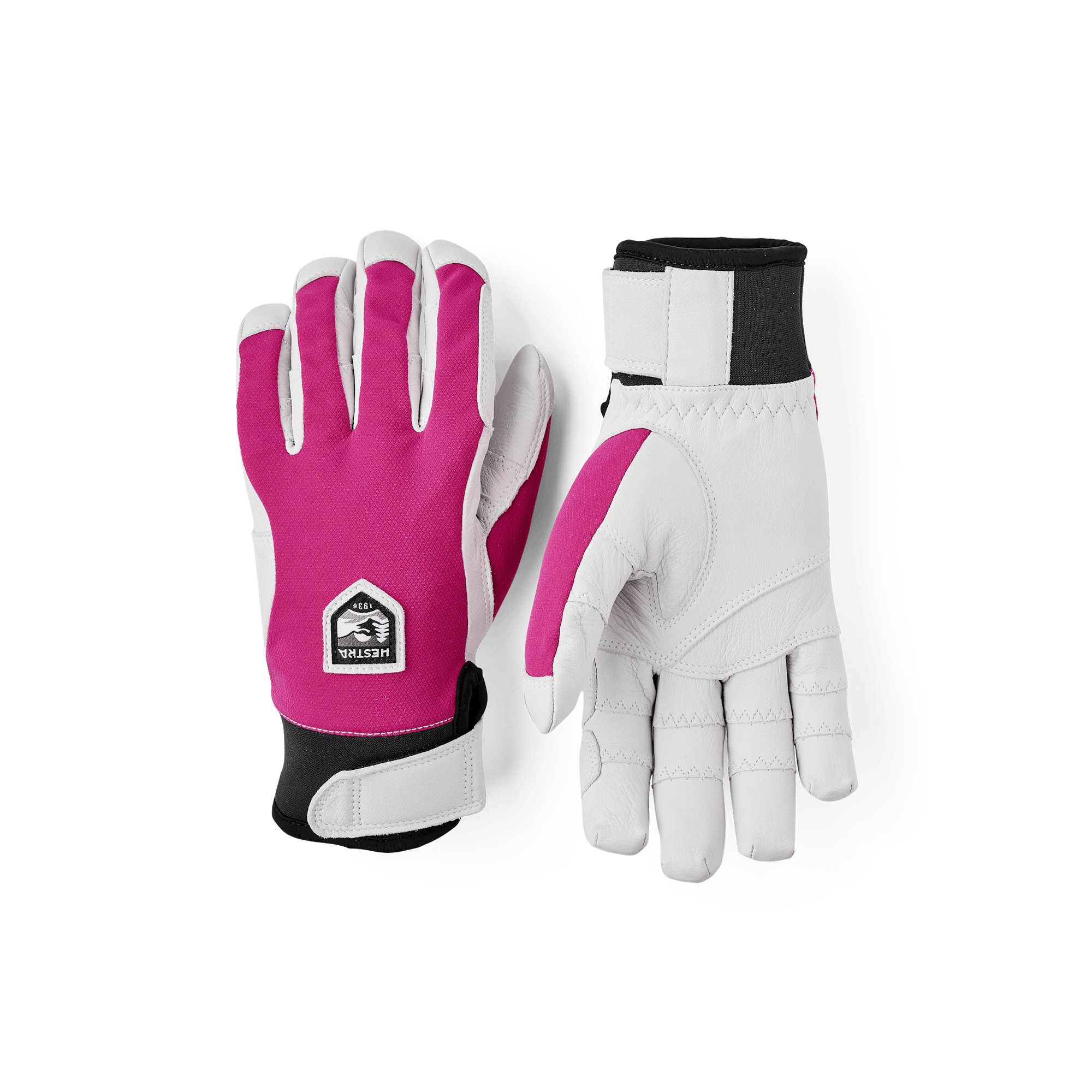 Pink outdoor glove with white goat leather palm (1 of 8)