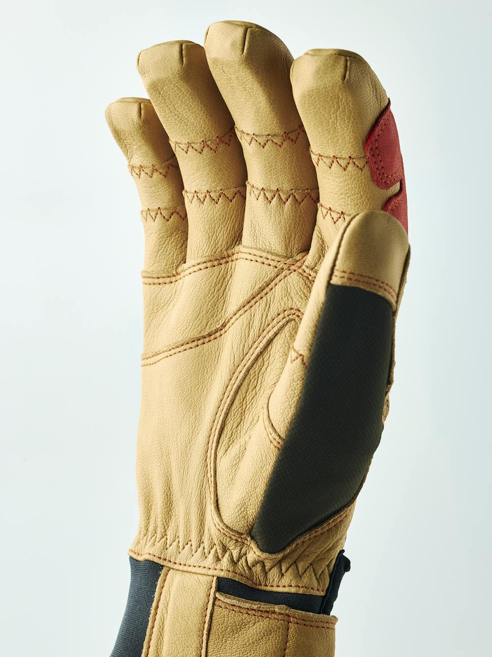 Dark green outdoor glove with light brown goat leather palm (2 of 9)