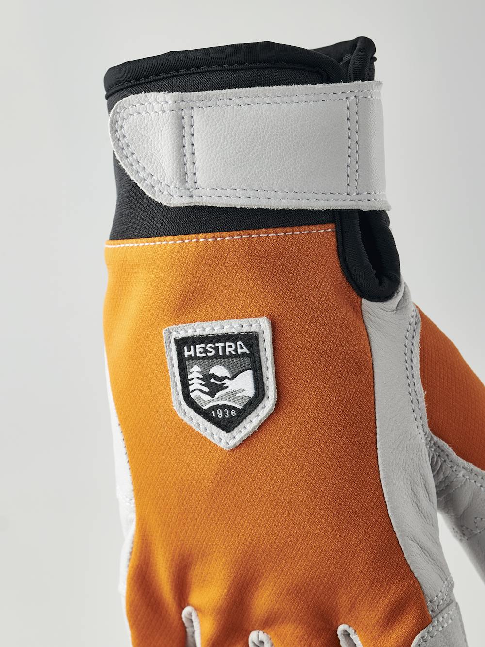 Orange outdoor glove with white goat leather palm (5 of 5)