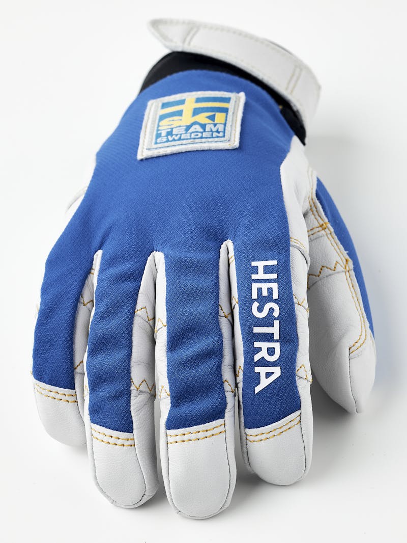 Blue outdoor glove with white goat leather palm (4 of 6)