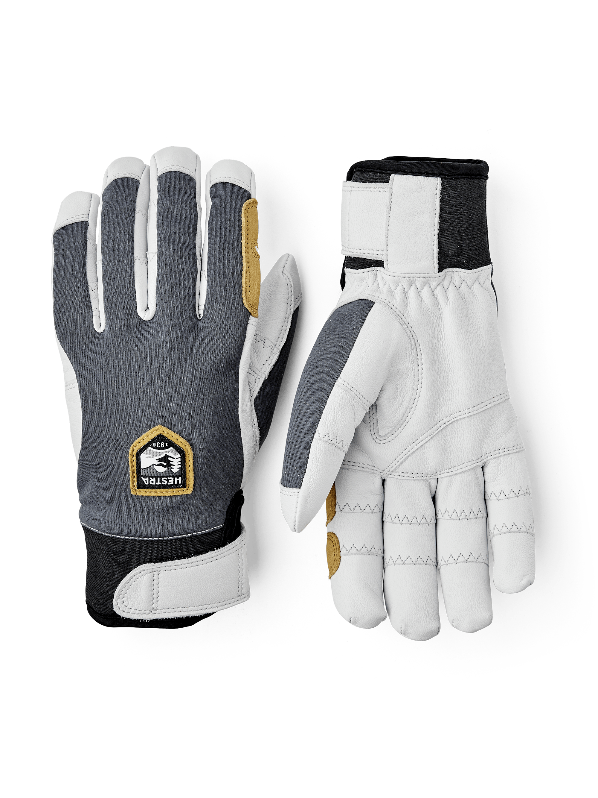 Gray outdoor glove with white goat leather palm (1 of 8)