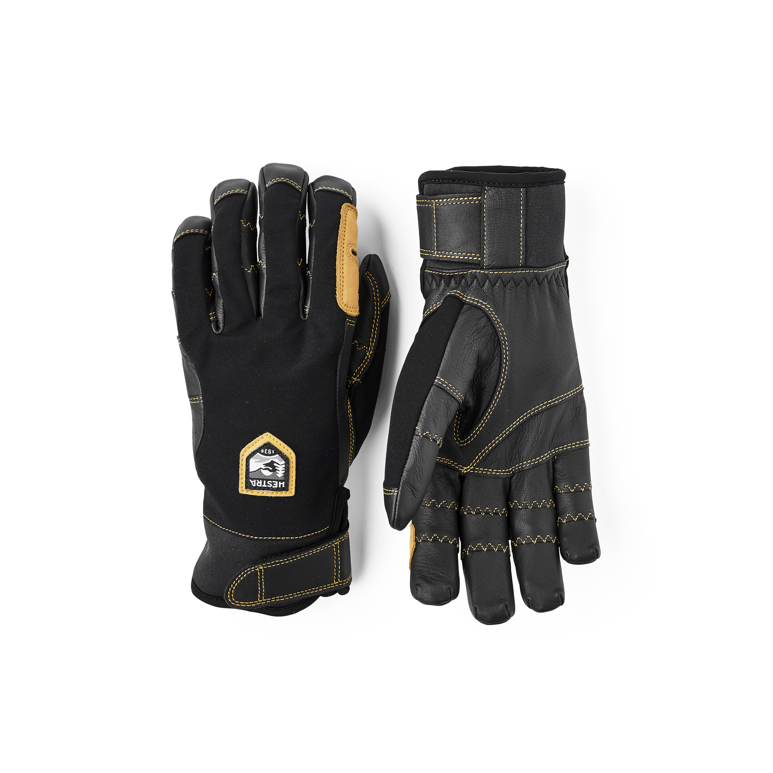 Black outdoor glove with black goat leather palm (1 of 5)