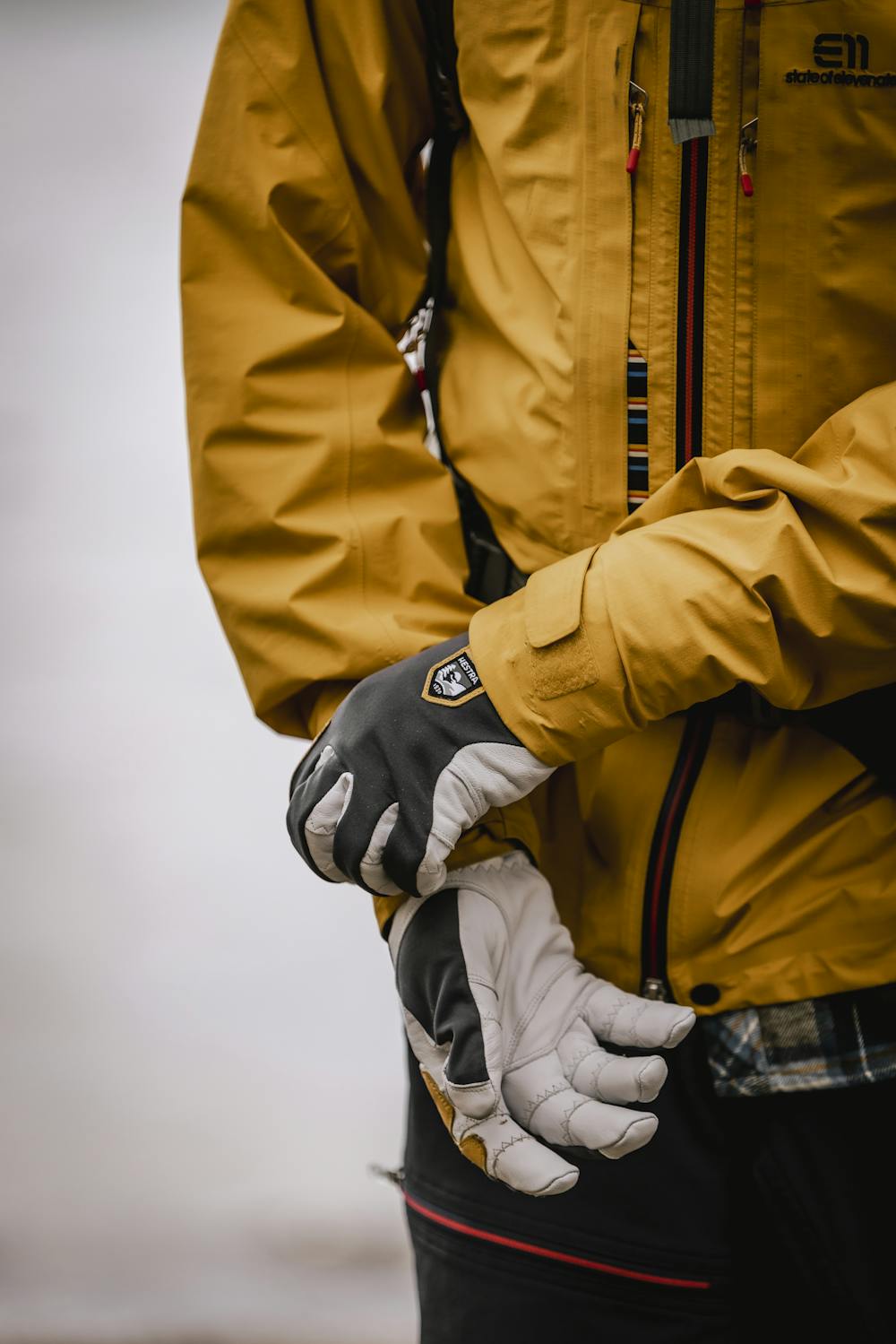 Gray outdoor glove with white goat leather palm (5 of 8)