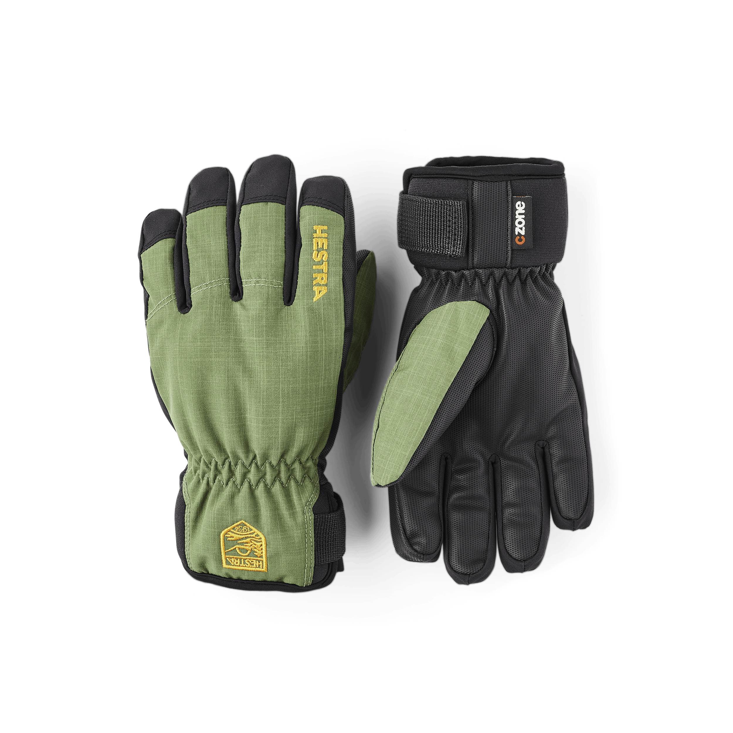 Green fabric children’s glove with black palm (1 of 7)