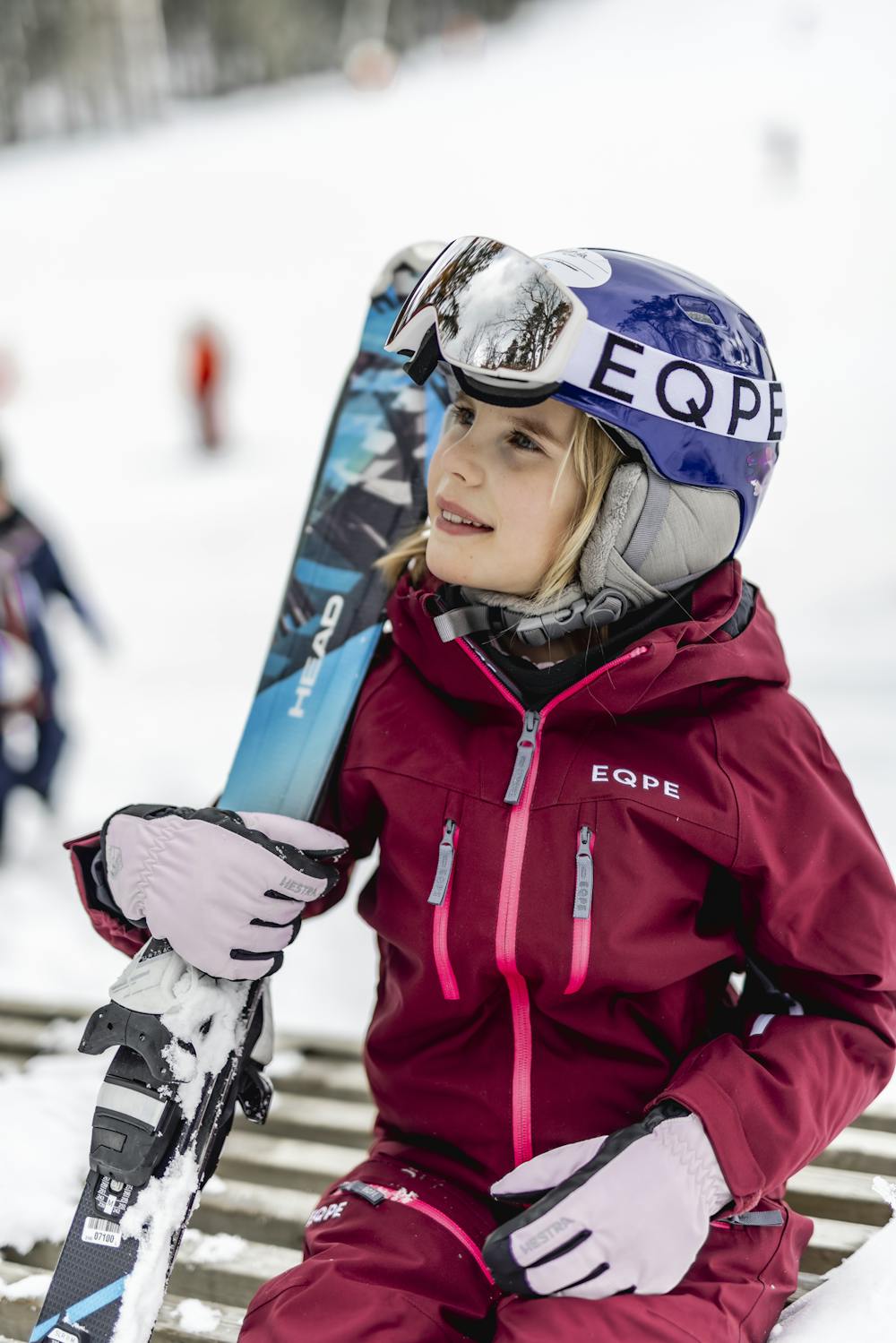 Hellrosa Kinderhandschuh aus Stoff mit schwarzer Innenhand (6 oder 6)