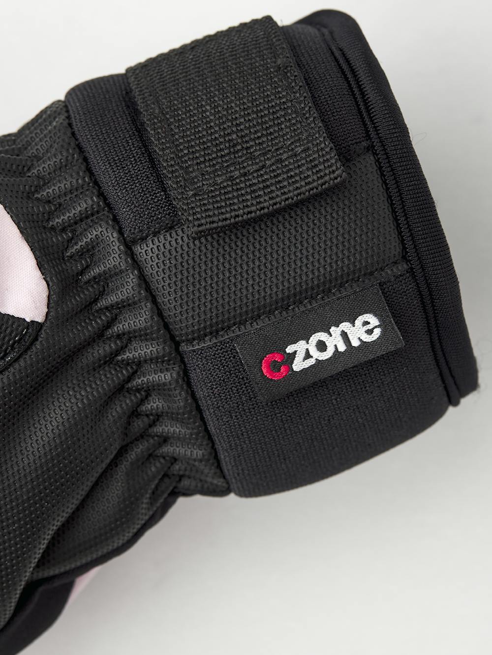 Hellrosa Kinderhandschuh aus Stoff mit schwarzer Innenhand  (5 oder 6)